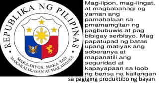 sa pagiging produktibo ng bayan.
 