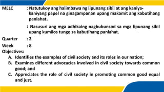 ESP9: Civil society and its Role in Achieving Common Good | PPTX