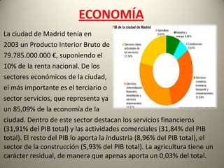Sector PrimarioAgricultura y silvicultura              La agricultura y la ganadería madrileñas son residuales, y está desestructurada. Esta es una región en la que el valor de la ganadería es mayor que el de la agricultura. Sin embargo, la producción es insuficiente para las necesidades de la población madrileña. Los cereales dominan amplias extensiones en los interfluvios del valle del Tajo. Son cultivos intensivos que quedan entre los numerosos centros urbanos.        El viñedo es un cultivo tradicional desde la Edad Media.         El olivar está en franco retroceso, y hoy en día sólo aparece en el interfluvio del Henares, el Tajuña y el Tajo.        Las frutas y hortalizas tienen cada día más presencia, gracias a los cultivos bajo plástico. Se concentran en torno a los valles del Jarama, el Henares, el Tajuña y el Tajo, ya que necesitan de grandes cantidades de agua de regadío.        Otros cultivos importantes son el forraje, para la ganadería, la remolacha azucarera y el girasol y la soja para aceite.        La explotación forestal tiene importancia económica menor. El árbol más productivo es el pino, normalmente de repoblación. La explotación de las choperas de ribera apreciable.Ganadería        La ganadería intensiva es mucho más importante que la agricultura. Se concentra en el entorno de Madrid y Colmenar Viejo. Es una ganadería nueva y totalmente capitalizada.    La cabaña bovina también tiene presencia notable en la Sierra y en Aranjuez. Es la que está más alejada de la capital. La cabaña de ovino es también importante seguida de la de porcino.        Pero la cabaña más importante es la avícola se concentra en torno a Madrid. Se trata de explotaciones intensivas muy modernas. Junto a estas explotaciones se encuentran otras dedicadas a la cría del conejo.