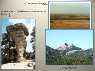 Clima:               El clima de Castilla-La Mancha es mediterráneo con un marcado carácter continental, denominado mediterráneo continentalizado.               Es parecido al clima mediterráneo típico pero con características de climas continentales, de temperaturas más extremas. Este clima no recibe la influencia del mar, por lo que las temperaturas son mucho más extremas, veranos con mucho calor e inviernos bastante fríos con una oscilación de 18,5 °C. La estación estival es la más seca y se superan con gran frecuencia los 30 °C, alcanzándose esporádicamente más de 35 °C. Sin embargo, en invierno es frecuente que las temperaturas bajen de los 0 °C, produciéndose heladas en las noches despejadas de nubes y nevadas esporádicas. Castilla-La Mancha se puede incluir dentro de la denominada tradicionalmente "España Seca".               Las precipitaciones presentan un notable gradiente desde el centro de la comunidad, donde no se alcanzan los 400 mm año, hacia las montañas que se pueden superar los 1.000 mm año, que se alcanzan en las vertientes de la Sierra de Gredos y la Serranía de Cuenca. En la mayor parte de la región llueve menos de 600 mm. No obstante, la zona más árida de la región es el eje de Albacete-Hellín, donde no se alcanzan los 300 mm al año. La época más lluviosa del año es la primavera, seguida del otoño.                Las temperaturas presentan un gradiente con un patrón diferente al de las precipitaciones. Las zonas más calurosas se encuentran al oeste de Toledo, en torno a Talavera y La Jara. Aquí se superan los 16 ºC de media anual. La mayor parte de la región tiene unas temperaturas medias entre 13 y 15 ºC, con algo más hacia el sur y algo menos en las montañas. En el Sistema Ibérico y las alturas del Sistema Central, principalmente de Guadalajara, las temperaturas disminuyen rápidamente hasta alcanzar temperaturas medias anuales de menos de 8ºC. El mes más frío es enero y el más caluroso agosto. En enero se pueden alcanzar temperaturas bajo 0 ºC en toda la región lo que quiere decir que en toda la región se dan helada seguras. El verano llega a ser caluroso. Así pues tenemos inviernos cortos y fríos y veranos largos y calurosos y la primavera y el otoño son estaciones breves e irregulares pero muy marcadas.