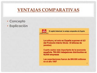 VENTAJAS COMPARATIVAS
• Concepto
• Explicación

 