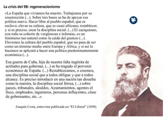 La crisis del 98: regeneracionismo
 