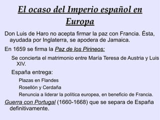 Conflictos internos Creación de una  Unión de Armas , o ejército común para toda la Monarquía.  El ejército , formado en su mayoría por  mercenarios extranjeros , tenían desprotegida a España y  por ello, los ataques de turcos, ingleses y franceses eran relativamente frecuentes. Olivares quiso crear un  Ejército común a toda la Monarquía , con participación obligatoria de todos los Reinos.  En un principio no se negó la nobleza de ningún Reino, pero sí la oposición del pueblo llano: no tenía en cuenta el número de población. Se pedía el mismo esfuerzo a todos los Reinos. 