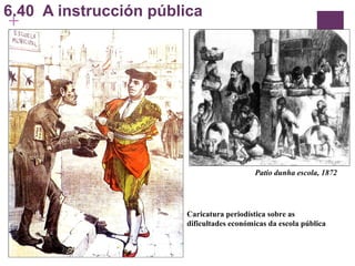 6.40  A instrucción pública Patio dunha escola, 1872 Caricatura periodística sobre as dificultades económicas da escola pública 