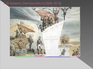 3. El Sexenio Democrático(1868-1874) GOBIERNO PROVISIONAL   AMADEO I   PRIMERA REPÚBLICA   REP. SERRANO 