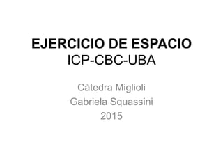 EJERCICIO DE ESPACIO
ICP-CBC-UBA
Càtedra Miglioli
Gabriela Squassini
2015
 