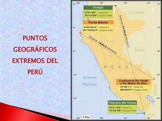 PUNTOS 
GEOGRÁFICOS 
EXTREMOS DEL 
PERÚ 
 