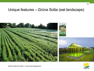 Stadt Frankfurt am Main – Environment Department
102
Unique features – Grüne Soße (eat landscape)
 