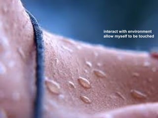 interact with environment
allow myself to be touched
 