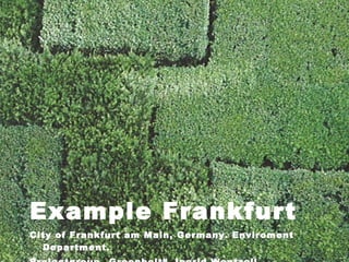 Example Frankfurt
City of Frankfurt am Main, Germany. Enviroment
Department.
 