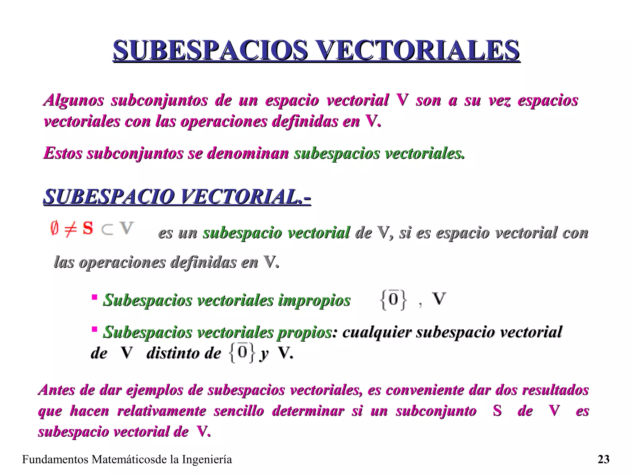 Espacios vectoriales | PPT | Physics | Science