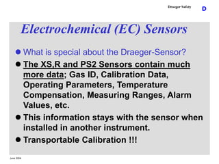 June 2004
D
Draeger Safety
Electrochemical (EC) Sensors
 What is special about the Draeger-Sensor?
 The XS,R and PS2 Sen...