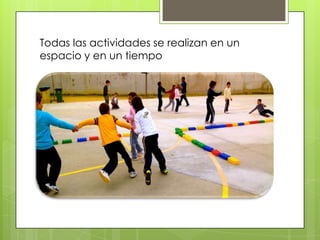 Todas las actividades se realizan en un
espacio y en un tiempo

 