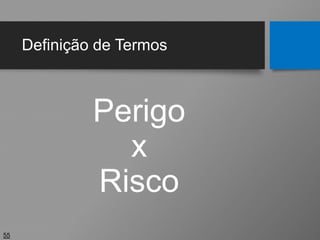 Definição de Termos
Perigo
x
Risco
55
 