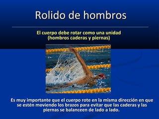 RRoolliiddoo ddee hhoommbbrrooss 
EEll ccuueerrppoo ddeebbee rroottaarr ccoommoo uunnaa uunniiddaadd 
((hhoommbbrrooss ccaaddeerraass yy ppiieerrnnaass)) 
EEss mmuuyy iimmppoorrttaannttee qquuee eell ccuueerrppoo rroottee eenn llaa mmiissmmaa ddiirreecccciióónn eenn qquuee 
ssee eessttéénn mmoovviieennddoo llooss bbrraazzooss ppaarraa eevviittaarr qquuee llaass ccaaddeerraass yy llaass 
ppiieerrnnaass ssee bbaallaanncceeeenn ddee llaaddoo aa llaaddoo.. 
 
