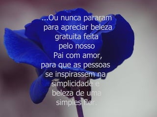 ...Ou nunca pararam para apreciar beleza gratuita feita  pelo nosso Pai com amor, para que as pessoas  se inspirassem na  simplicidade e  beleza de uma simples flor.  