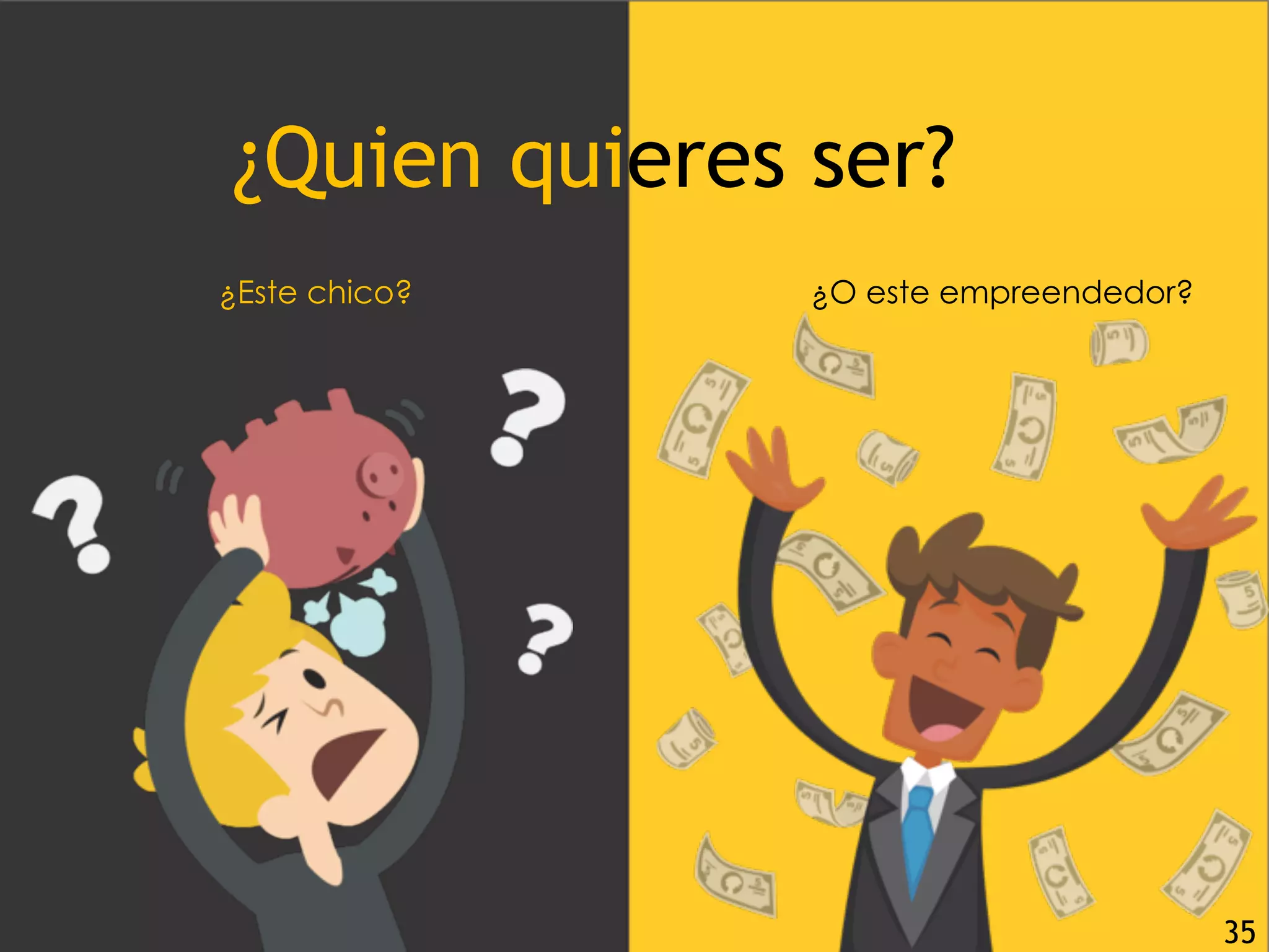 ¿Quien quieres ser?
¿Este chico? ¿O este empreendedor?
35
 