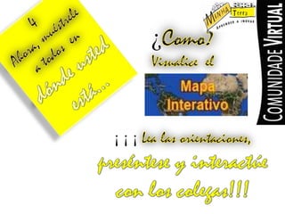 4Ahora, muéstrelea todos  endóndeustedestá…¿Como? Visualiceel¡¡ ¡Lealasorientaciones, preséntese y interactúeconloscolegas!!!
