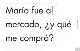 7MATERIAL DE APOYO A LA ALFABETIZACIÓN INICIAL • Tiras recortables y cartel con el alfabeto • Primer grado
María fue al
mercado, ¿y qué
me compró?
BimestreI.Lección6
2 TIRAS.indd 7 07/05/14 17:41
 