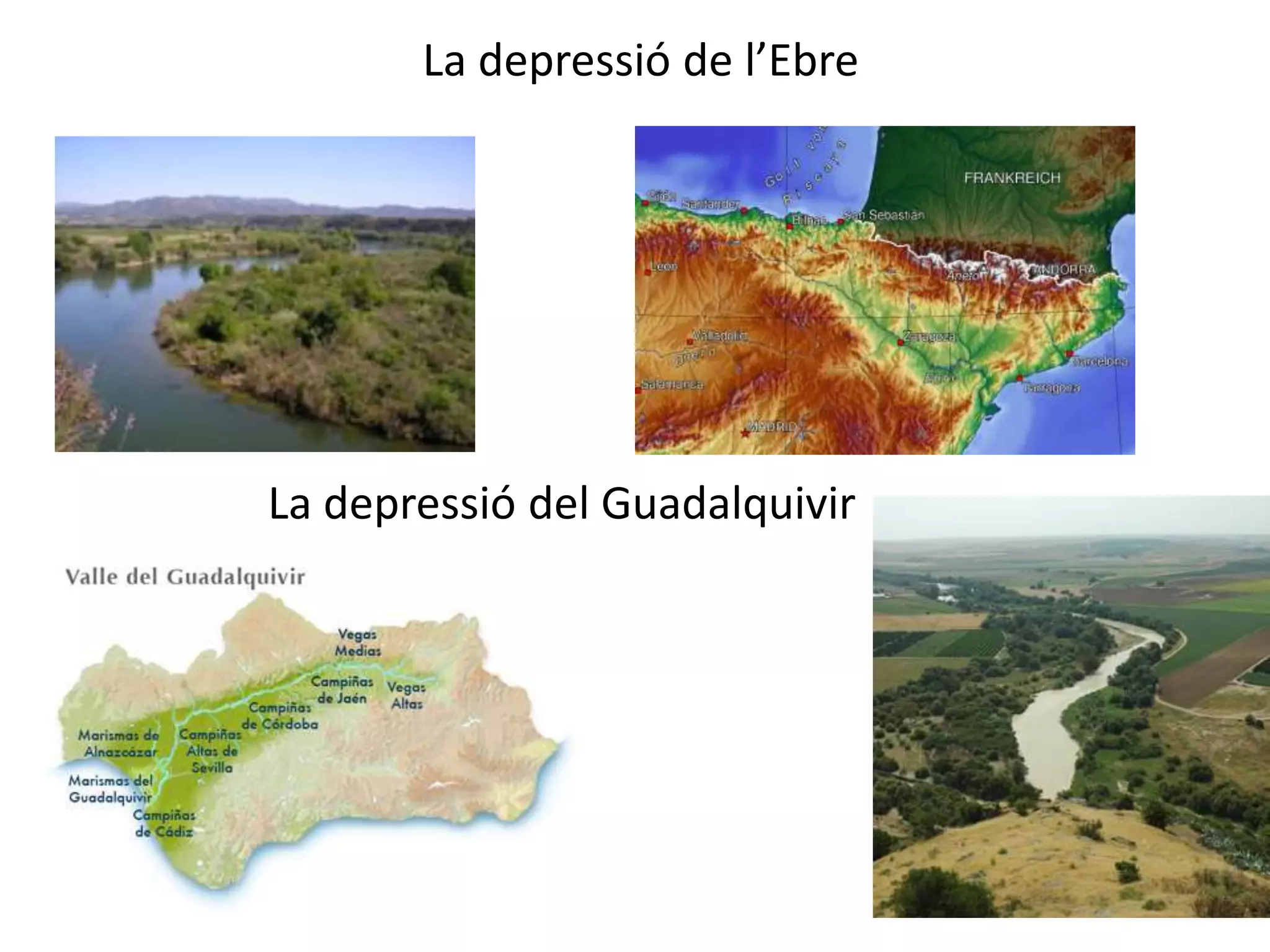 La depressió de l’Ebre 
La depressió del Guadalquivir 
 