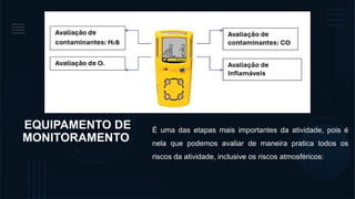 EQUIPAMENTO DE
MONITORAMENTO
É uma das etapas mais importantes da atividade, pois é
nela que podemos avaliar de maneira pratica todos os
riscos da atividade, inclusive os riscos atmosféricos:
 