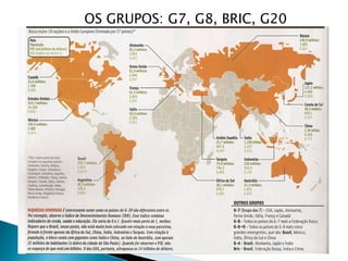 OS GRUPOS: G7, G8, BRIC, G20
 