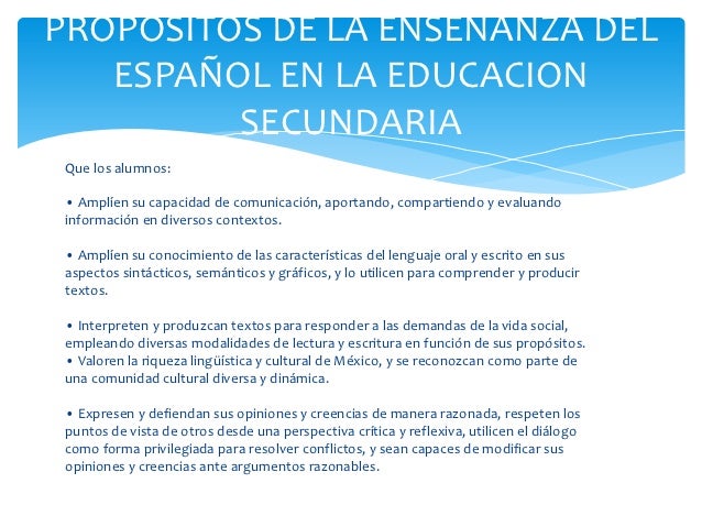 Plan de asignatura de español