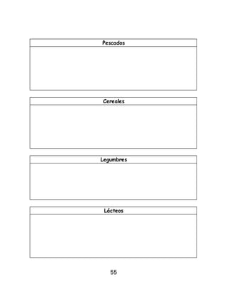 55
Pescados
Cereales
Legumbres
Lácteos
 