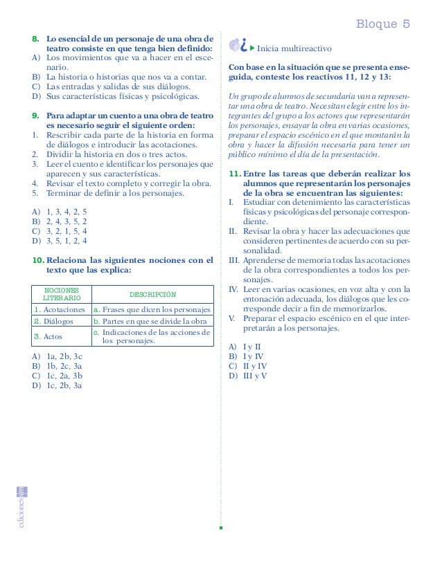 Español cuadernillo de preguntas
