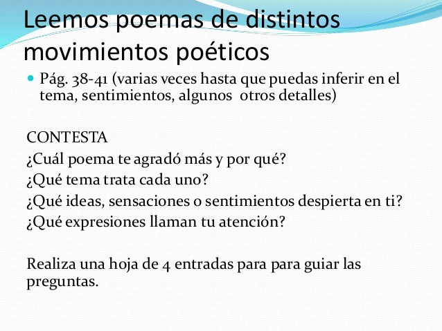 Hacer el seguimiento de un periodo o movimiento poético