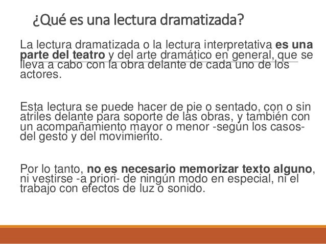 Lectura dramatizada de una obra de teatro