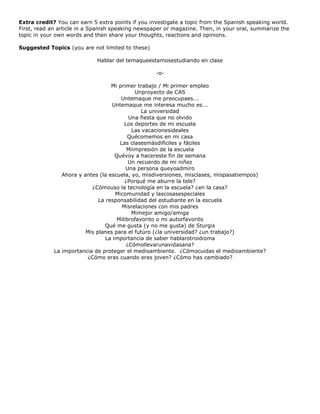 Español NM2   Weekly Oral Assignment