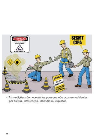 • As medições são necessárias para que não ocorram acidentes 
por asfixia, intoxicação, incêndio ou explosão. 
18 
 