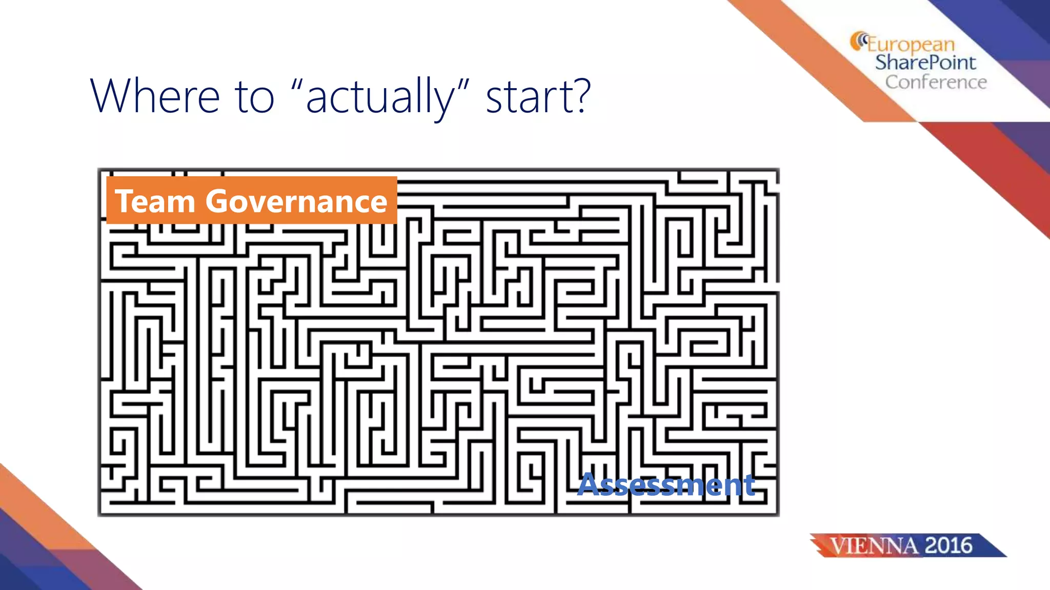 Where to “actually” start?
Team Governance
Assessment
 