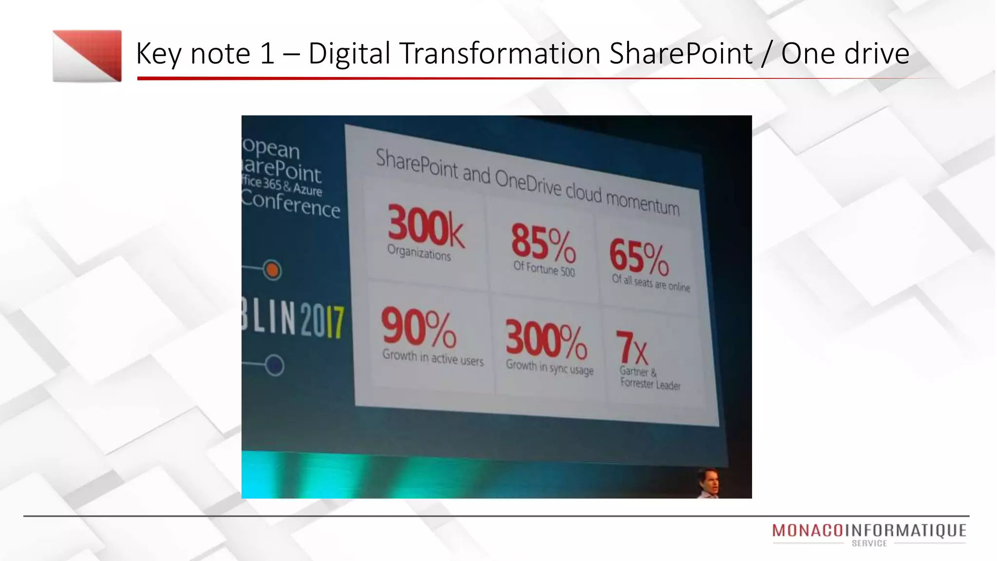 Key note 1 – Digital Transformation SharePoint / One drive
 
