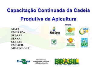 APOIO:

MAPA
EMBRAPA
SEDRAF
SENAR
SEBRAE
EMPAER
MT-REGIONAL
 