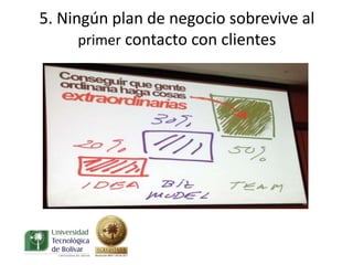 5. Ningún plan de negocio sobrevive al
      primer contacto con clientes
 