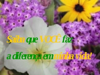 Saiba  que  VOCÊ  faz  a diferença em  minha vida! 