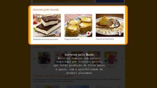 Sorvetes pelo Mundo Receitas famosas com sorvete inspiradas por diversos países, que terão produção de fotos passo a passo, com a possibilidade de product placement  