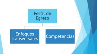 Perfil de
Egreso
Enfoques
transversales
Competencias
 