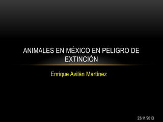 ANIMALES EN MÉXICO EN PELIGRO DE
EXTINCIÓN
Enrique Avilàn Martínez

23/11/2013

 