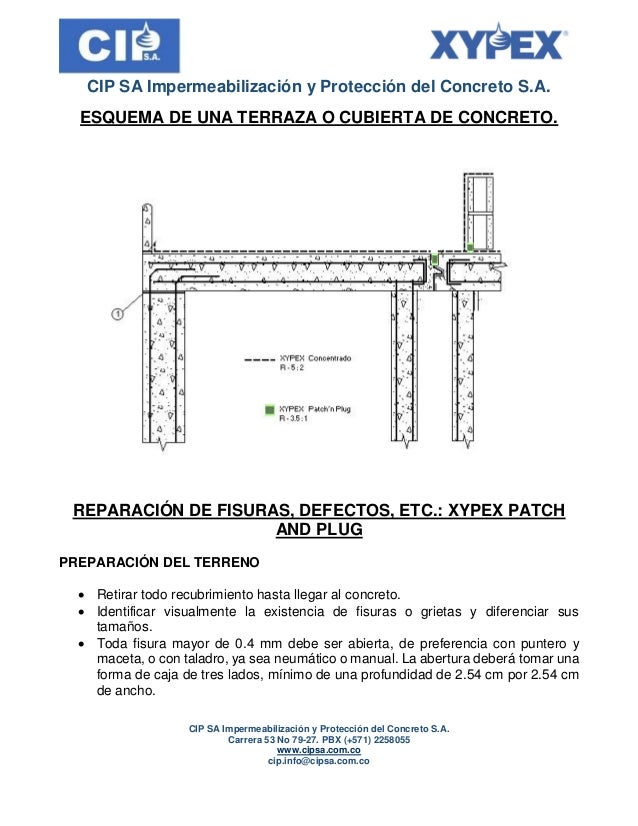 Especificaciones xypex concentrado impermeabilización cubiertas 19 05…