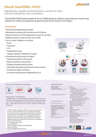 Especificação scanner de produção ps283