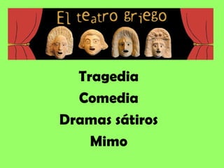Tragedia
  Comedia
Dramas sátiros
    Mimo
 