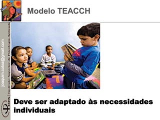 joaquim.coloa@gmail.com
Deve ser adaptado às necessidades
individuais
Modelo TEACCH
 