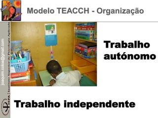 joaquim.coloa@gmail.com
Trabalho
autónomo
Trabalho independente
Modelo TEACCH - Organização
 