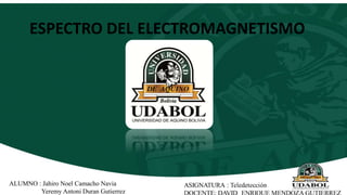 ESPECTRO DEL ELECTROMAGNETISMO
ALUMNO : Jahiro Noel Camacho Navia
Yeremy Antoni Duran Gutierrez
 