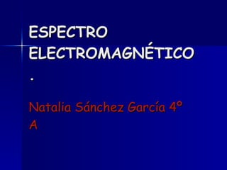 ESPECTRO ELECTROMAGNÉTICO. Natalia Sánchez García 4º A 
