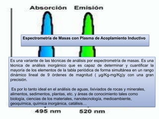 Espectrometría de Masas con Plasma de Acoplamiento Inductivo
Es una variante de las técnicas de análisis por espectrometrí...