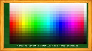 Cores resultantes (aditivas) das cores primárias
 